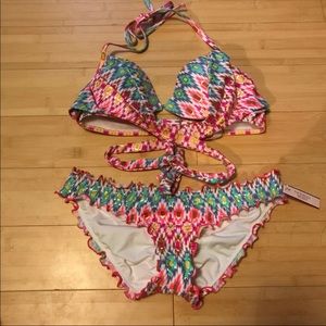 Victoria Secret Criss Cross Bikini Ruffle Cheeky